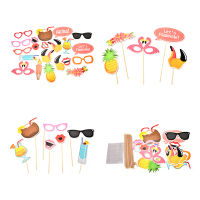 Rong Rong shop 21pcs Flamingo Photo Booth props ร้อนฮาวายฤดูร้อน Hen อุปกรณ์เสริมพรรค