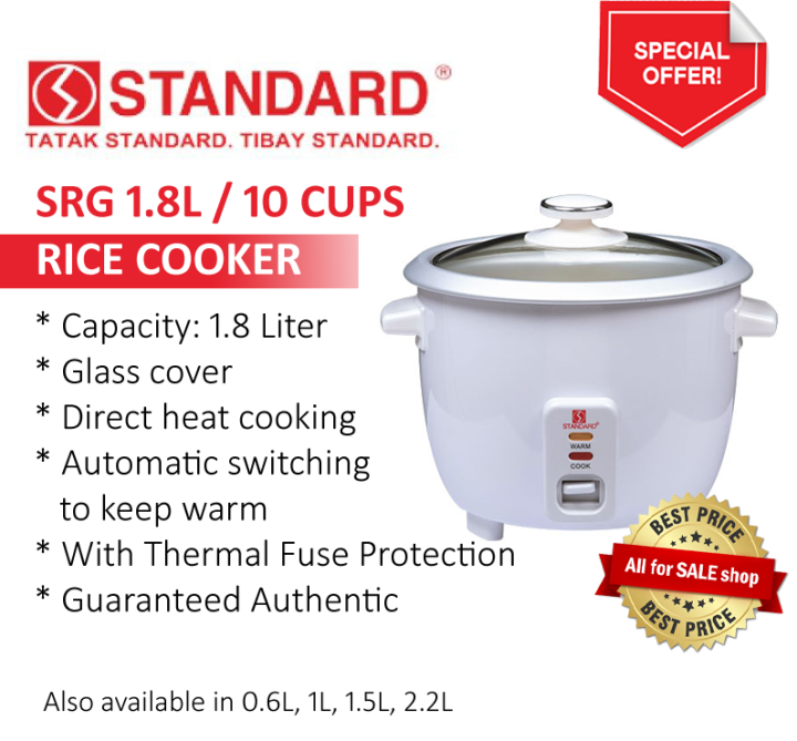 Standard Rice Cooker SRG 1.8L / 10 Cups Lazada PH