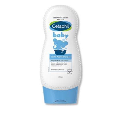 Cetaphil Baby Wash &amp; Shampoo เซตาฟิล ผลิตภัณฑ์ทำความสะอาดเส้นผมและร่างกาย สำหรับเด็ก 230 มล.
