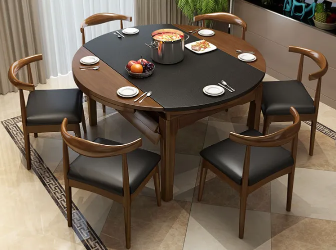 Portable Desk Restoran Restaurant Kitchen, Dining Table Round 6 Chairs