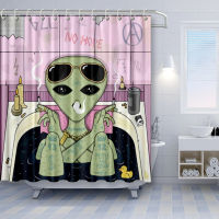 Trippy Alien e and Chill in Bath Glasses Waterproof Polyester Fabric Bathroom Curtains