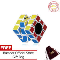 BAMOER แท้925เงินสเตอร์ลิง3X3X3 Cube Beads Charm สำหรับผู้หญิงแบรนด์เดิมสร้อยข้อมือและกำไลข้อมือ DIY เครื่องประดับ SCC1640