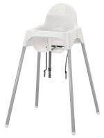 อันติลูป เก้าอี้สูงพร้อมเข็มขัดรัด, ขาว, สีเงิน (ANTILOP Highchair with safety belt, white, silver-colour)