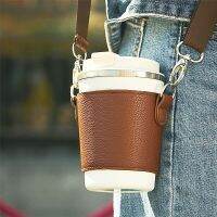 [COD] tea cup set crossbody portable fashion accompanying takeaway packing strap protective leather bag