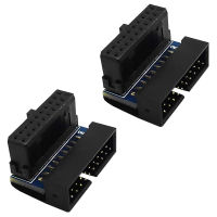 2 Pcs USB 3.0 20 Pin Male to Female L Turn 90 Degree Right Angle Power Adapter Board for Motherboard