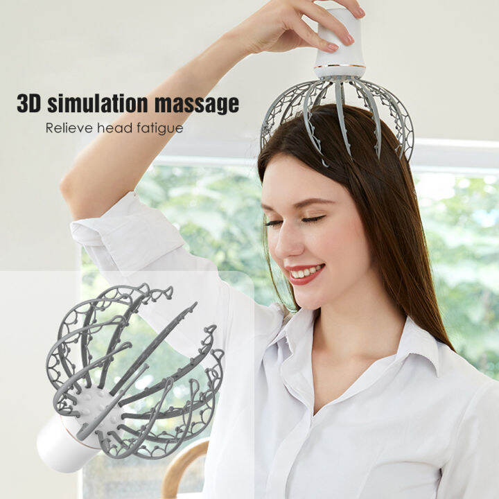 Electric Octopus Scalp Head Massager Hands Free Therapeutic Head