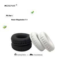 Morepwr ที่ครอบหูอะไหล่อัพเกรดใหม่สำหรับ Razer Megalodon 7.1ชุดหูฟังเบาะรองหนัง Sarung Lengan หูกำมะหยี่