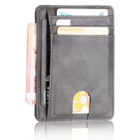 New Design Slim RFID Blocking Leather Wallet Credit ID Card Holder Purse Money Case for Men Women Black Grey Brown Fashion Bag Card Holders