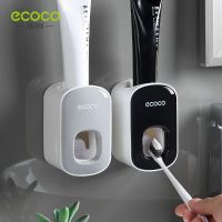 ที่บีบยาสีฟันแบบมีขาตั้งเครื่องจ่ายยาสีฟันอัตโนมัติ ECOCO ที่บีบบีบบีบบีบบีบยาสีฟันแบบติดที่ใส่แปรงสีฟันติดผนังชุดอุปกรณ์ห้องน้ำ