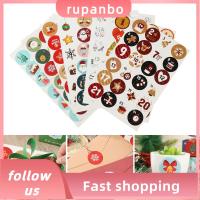 RUPANBO039392692 5 Sheet คุกกี้ บรรจุภัณฑ์ของขวัญ ปิดผนึก สุขสันต์วันคริสต์มาส ฉลากกาว สติ๊กเกอร์กระดาษ ปฏิทินจุติ สติ๊กเกอร์ตัวเลข