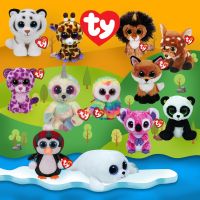 【ของเล่นตุ๊กตา】 15CM Ty Beanie Kawaii Big Eyes Tiger Owl Koala Panda Fox Deer Plush Toy Soft Stuffed Doll Kids Toys Christmas Gifts for Children