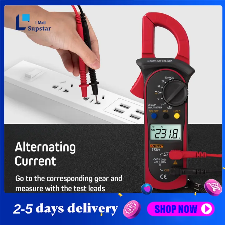【Fast delivery】ST201 Digital Clamp Meters Multimeter Resistance ohm