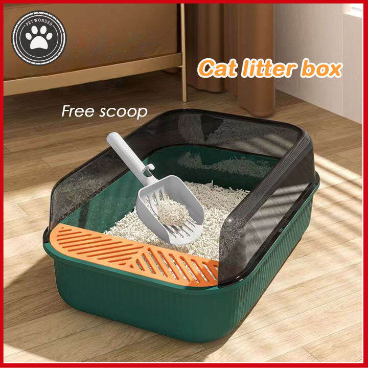 【Pet wonder】Cat Litter Box Cat Anti-Splash Toilet Full Semi-Enclosed ...