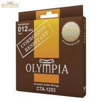 Olympia® CTA-1253 สายกีตาร์โปร่ง เบอร์ 12 แบบ 80/20 Bronze แบบเคลือบ ซีรี่ย์ PRO ของแท้ 100% (Light, 0.012 - 0.053)