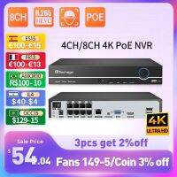 H.265 Techage 4K 8CH Poe NVR 2MP 3MP เครือข่าย5MP ฮาร์ดดิสก์เครื่องบันทึกวีดีโอเครื่องบันทึกภาพเพื่อรักษาการความปลอดภัย CCTV รักษาความปลอดภัยในบ้านสำหรับกล้อง IP Poe