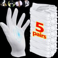 1/5Pairs White Cotton Work Gloves For Dry Hands Handling Film SPA Gloves Ceremonial High Stretch Gloves Household Cleaning Tools