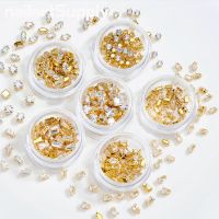 Boxed/50Pcs Gold/Silver Sparkle Mini Flatback Diamonds Horse Eyes Shaped Deisgn Nail Rhinestones For Manicure Charms Decoration