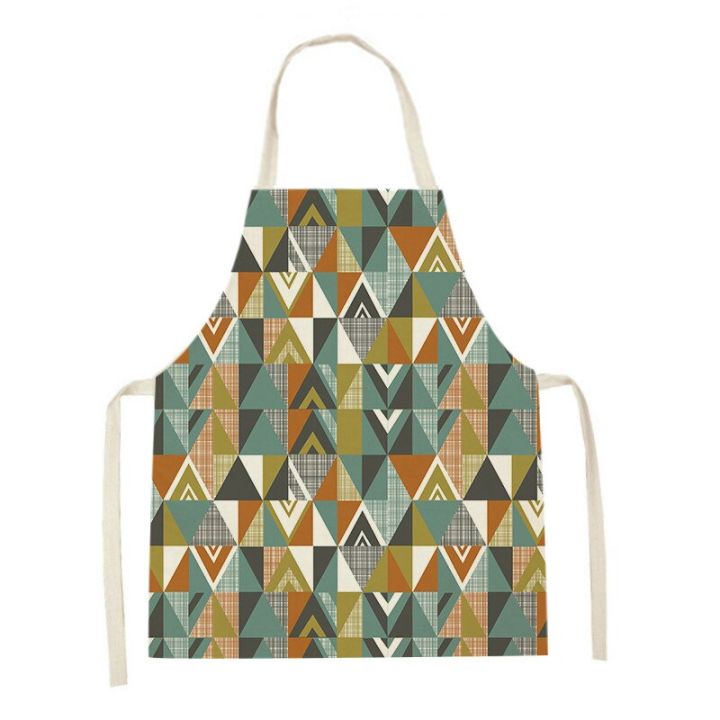 1-pcs-geometric-printed-cleaning-shell-aprons-sleeveless-home-cooking-kitchen-apron-cook-wear-cotton-linen-adult-bibs-66x47cm