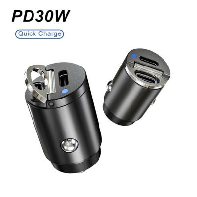 ที่ชาร์จแบตในรถ USB+ QC3.0 5A PD 30W การชาร์จอย่างรวดเร็วแบบ สองพอร์ต USB Type C อินเทอร์เฟซค่าใช้จ่าย