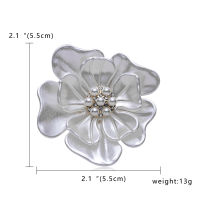 Rinhoo Luxury Big White Camellia Brooches for Women Fashion Imitation Pearl Rhinestone Flower Wedding Bridal Party Pins Jewelry