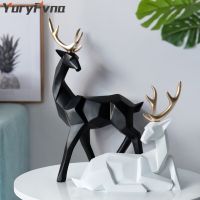 3D Solid Animal Sculpture Geometry  Deer Statue Art Articles Living Room Table Decorations For Christmas Gift