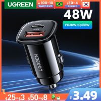 Ugreast USB ที่ชาร์จแบตในรถ30W ชาร์จเร็ว4.0 QC4.0 QC3.0 PD Type C ชาร์จ USB ในรถเร็วสำหรับ14โทรศัพท์มือถือ