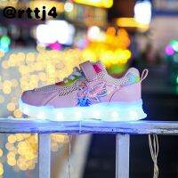 rttj4 Childrens lighted shoes new usb charging colorful light-emitting shoes girls led with flashing lights mesh sports