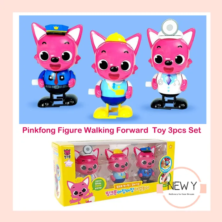 [Pinkfong] Baby Figure Walking Forward Wind Up Clock Work Toy Play 3pcs