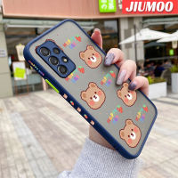 JIUMOO เคสปลอกสำหรับ Samsung Galaxy A52s 5G A52 4G A52 5G เคสแฟชั่นลายหมีสุขสันต์วันหมีมีน้ำค้างแข็งโปร่งใสแข็งด้านขอบสี่เหลี่ยมเคสนิ่มป้องกันกล้องปลอกซิลิโคนกันกระแทก