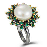 Best Buy Blossoming Flower Rings for Women Promise Wedding Ring Unique Green Zircon White Pearl Different Look