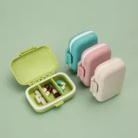 【YF】 Three Compartment Small Medicine Box Portable Mini 3 Storage Circular Oval Square