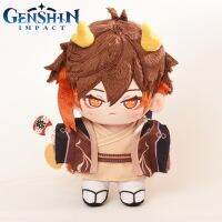 เกม Genshin Impact ตุ๊กตายัดนุ่น Zhongli คอตตอน Plushie เปลี่ยนเสื้อผ้าภาพอนิเมะ Morax Dragon เกมของขวัญ Boneka Mainan อ่อน