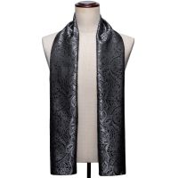 ♙☋┋ Fashion Silk Scarf Luxury Band Designer Men Women Black Paisley Shawl Bandanna Flulard Muffler Pashmina Barry. Wang A-1022