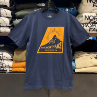 THENORTHFACEGR เสื้อยืดแขนแขนสั้นคอกลมของผู้ชาย,เสื้อยืดกีฬาลำลองเทรนด์ลายซัมเมอร์ผ้าฝ้ายบริสุทธิ์