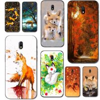 Classy For xiaomi redmi 8a case soft silicon phone back cover on redmi 8a black tpu case Fox autumn leaves