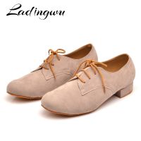 Ladingwu Mens Suede Ballroom Dance Shoes Flats Modern Dance Shoes Light Brown Tango Party Wedding Square Dance Shoes