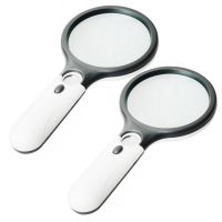 45X Handheld Reading Magnifying Glass Lens Jewelry Watch Loupe Illuminated Jewelry Loupe Magnifier with 3LED 2Pc