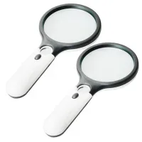 45X Handheld Reading Magnifying Glass Lens Jewelry Watch Loupe Illuminated with 3LED 2Pc