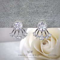 Value Jewelry ER1735 กว้าง1.9cmยาว1.9cm เครื่องประดับเพชรCZ เกรดพรีเมี่ยม หนีบ ห่วง ระย้า คริสตัล เพชร  สร้อยข้อมือ สร้อยคอ แหวน