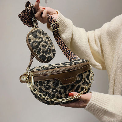Chain Small Fanny Packs Fashion Leopard print Womens waist bag Packs Female Phone Purses Ladies Chest Shoulder Messenger Bags