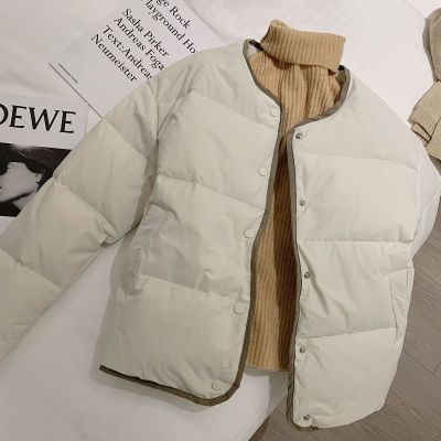 [COD] Cotton womens winter new version of the all-match round neck edge thickened warm short coat