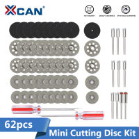 XCAN Diamond Cutting Disc Circular Saw Blade 62pcs 3.0mm Shank Mini Saw Blade Metal Cut off Wheel Disc for Dremel Rotary Tools