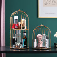 Nordic Minimalist Wrought Iron Golden Birdcage Multi-layer Rack Home Living Room Bedroom Desktop Cosmetics Storage Rack