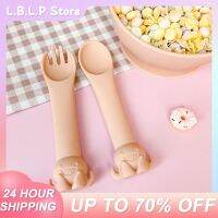 2pcs/sets Childrens Silicone Fork Spoon Sets Anti-fall Baby Feeding Spoon Complementary Food Spoon Food Grade Creative