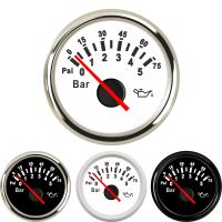 52mm Oil Pressure Gauges PSI Marine Boat Yacht 0-5Bar/0-10Bar Oil Pressure Gauge for Auto With Red Backlight 12V/24V Black White