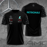 fashion (สต็อกเพียงพอ) Mens casual outdoor clothing M-PET 3D T-shirt short sleeve quick drying top MERCEDES AMG PETRONAS F1 คุณภาพสูง size:S-5XL