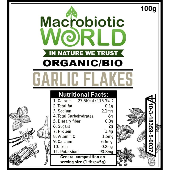 premium-organic-garlic-flakes-กระเทียมอบแห้ง-100g