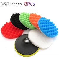 357inch Car Polishing Disc8Pcs/Set Self-Adhesive Buffing Waxing Sponge Wool Wheel Polishing Pad For Car Polisher Drill Adapter