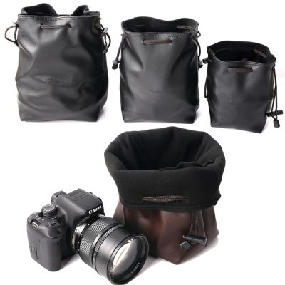 Luxury PU Leather Fleece Drawstring SLR Camera Bag Digital DSLR Cover Shockproof Pocket Lens Soft Pouch DV Video Photo Case