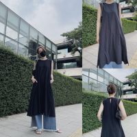 ดำ ? SLYQ AIRI COTTON LINEN MIDI DRESS เดรสยาวแขนกุดผ้าคอตตอนลินิน มีกระเป๋าข้าง